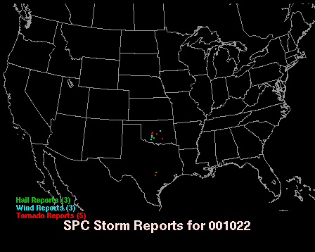 Map of yesterday's severe weather reports