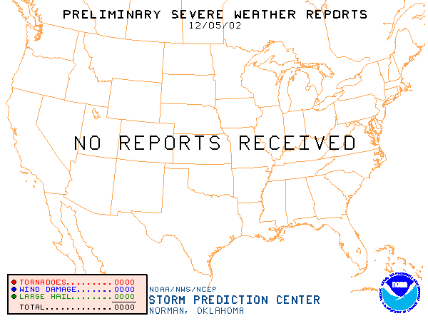 Map of yesterday's severe weather reports