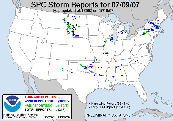Map of 070709_rpts's severe weather reports