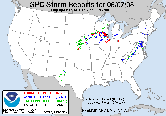 June 7,  2008 Storm Reports