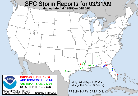 Map of 090331_rpts's severe weather reports