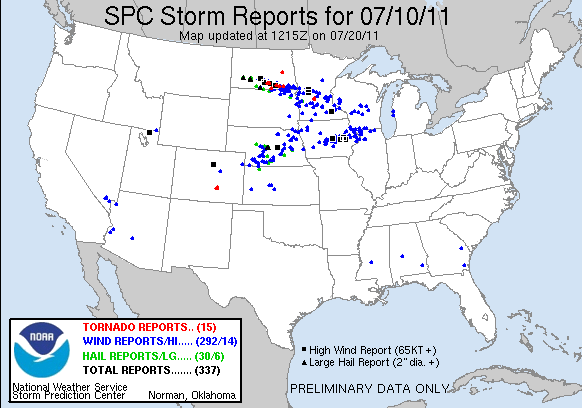 Storm reports from July 10.
