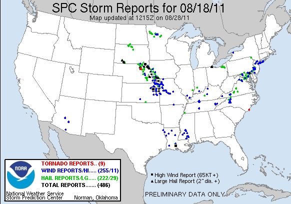 SPC Storm Reports for 5/18/2011 to 5/19/2011