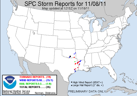 SPC Storm Reports for 11/08/11