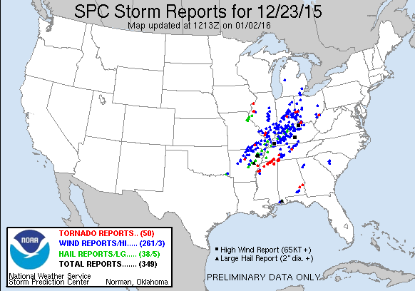 SPC preliminary storm reports [click map for complete listing]