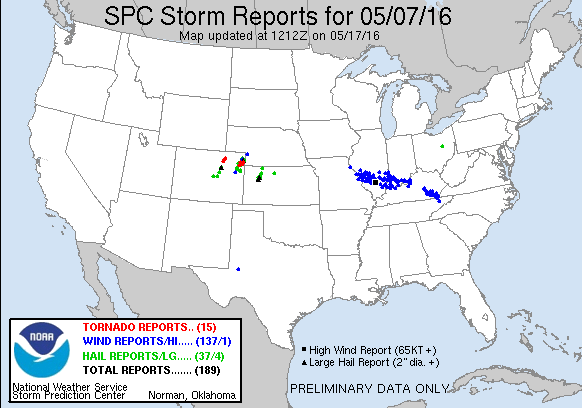 SPC storm reports for Sat May 2016