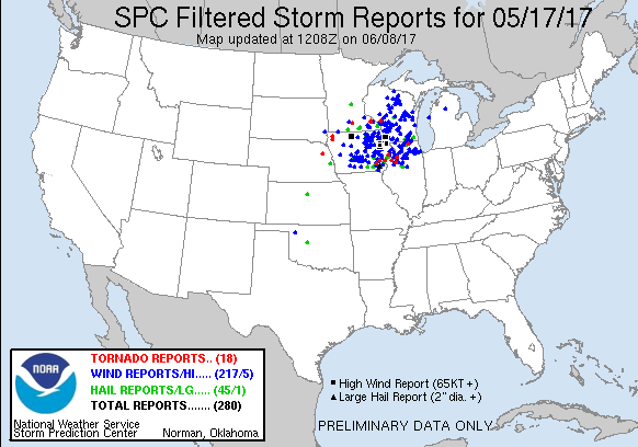 SPC Storm Reports Map