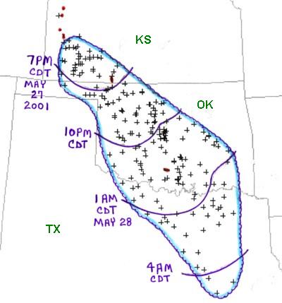 Area affected by the May 2728 2001 derecho outlined in blue 