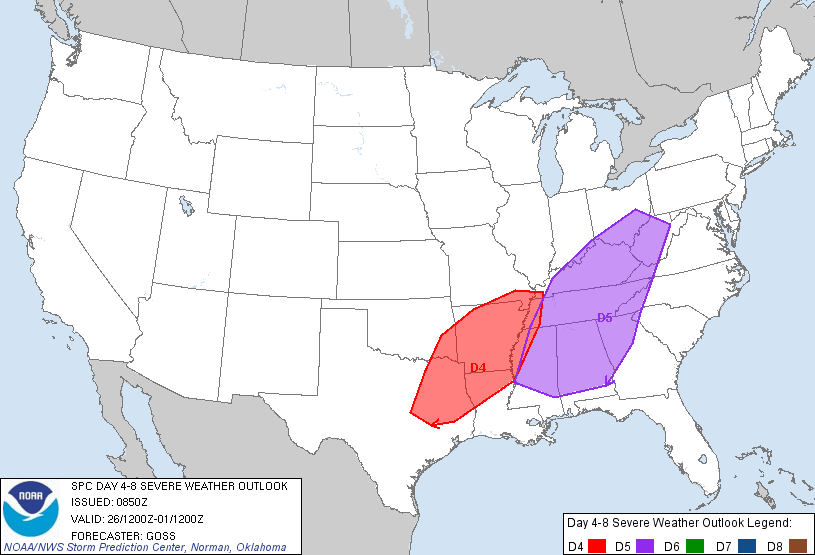 Day 4-8 Severe Weather Outlook Graphics Issued on Apr 23, 2011