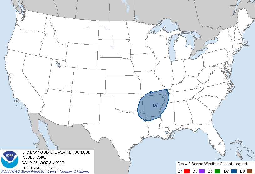 Day 4-8 Severe Weather Outlook Graphics Issued on Jan 23, 2013
