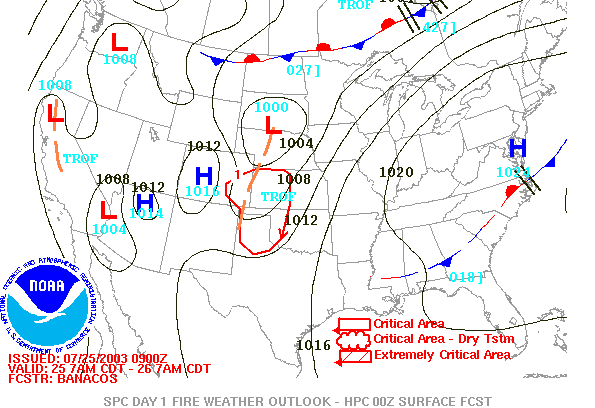 Day 1 Fire Weather Forecast graphic