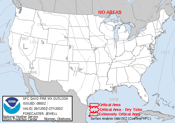 Day 2 Fire Weather Forecast graphic