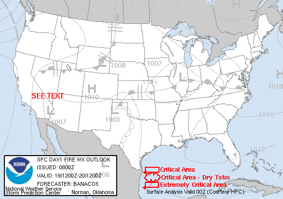 Day 1 Fire Weather Forecast graphic