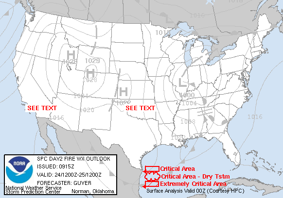 Day 2 Fire Weather Forecast graphic