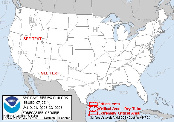 Day 2 Fire Weather Forecast graphic