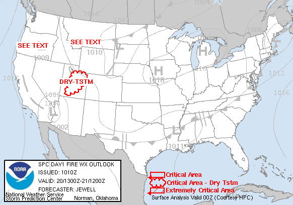 Day 1 Fire Weather Forecast graphic