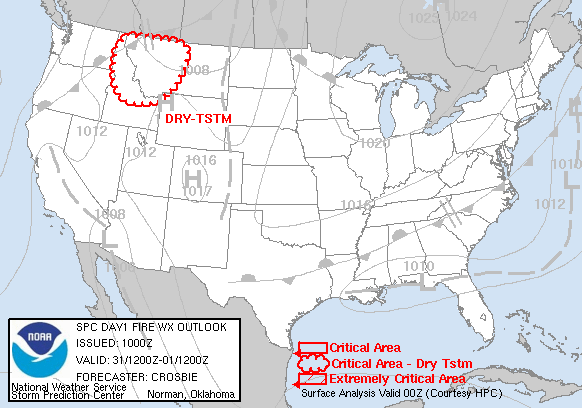 Day 1 Fire Weather Forecast graphic