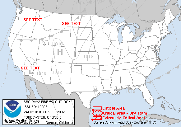 Day 2 Fire Weather Forecast graphic