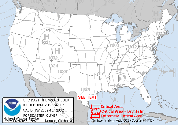 Day 1 Fire Weather Forecast graphic