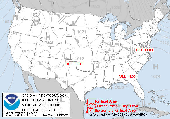 Day 1 Fire Weather Forecast graphic