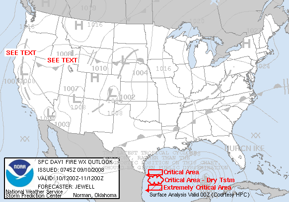 Day 1 Fire Weather Forecast graphic