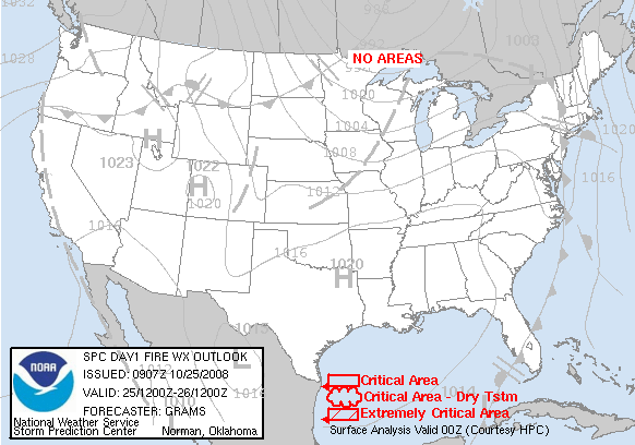 Day 1 Fire Weather Forecast graphic