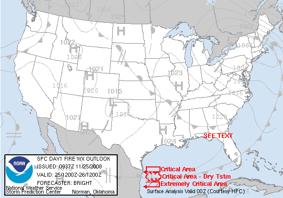 Day 1 Fire Weather Forecast graphic