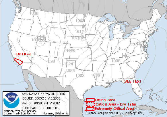 Day 2 Fire Weather Forecast graphic