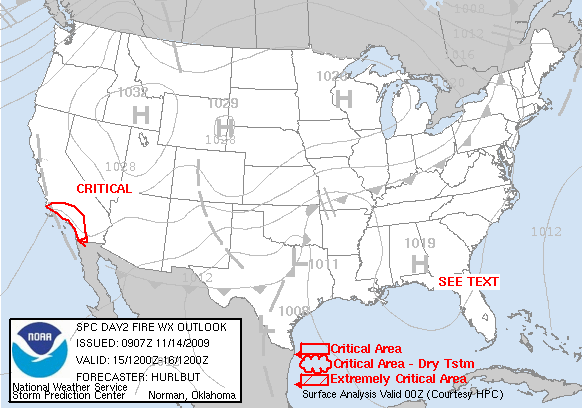 Day 2 Fire Weather Forecast graphic