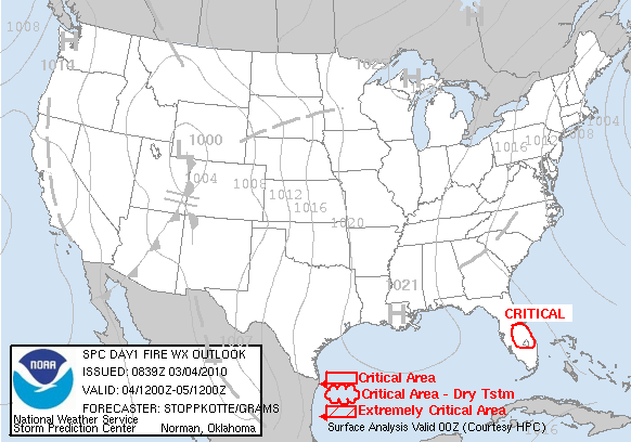 Day 1 Fire Weather Forecast graphic