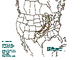 0100 UTC Large hail probabilities graphic