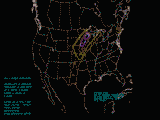 2000 UTC Damaging wind probabilities graphic