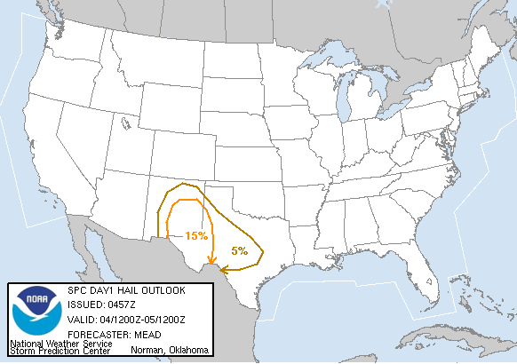 20041004 1200 UTC Day 1 Large Hail Probabilities Graphic