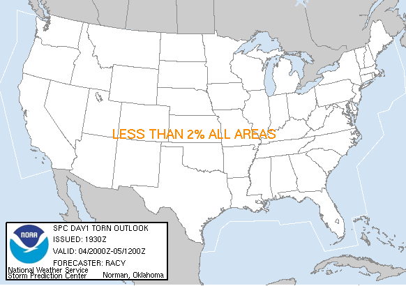 20050204 2000 UTC Day 1 Tornado Probabilities Graphic
