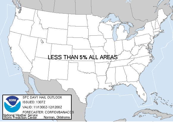 20050311 1300 UTC Day 1 Large Hail Probabilities Graphic