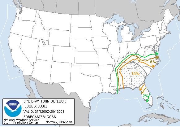 20050327 1200 UTC Day 1 Tornado Probabilities Graphic