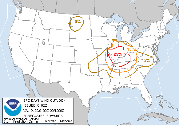 20050520 0100 UTC Day 1 Damaging Wind Probabilities Graphic