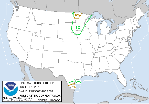 20050719 1300 UTC Day 1 Tornado Probabilities Graphic