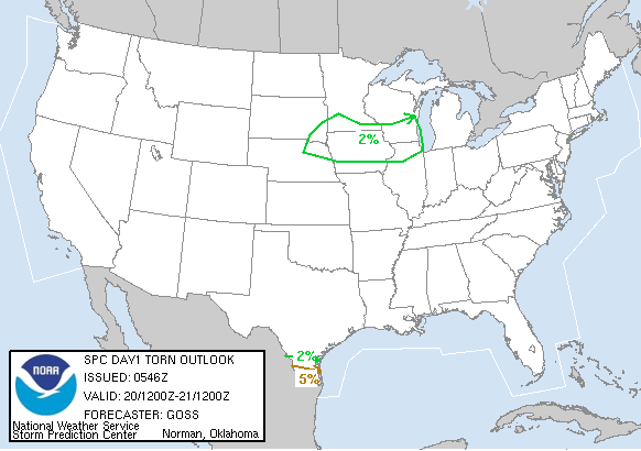 20050720 1200 UTC Day 1 Tornado Probabilities Graphic