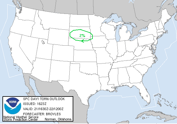 20050721 1630 UTC Day 1 Tornado Probabilities Graphic