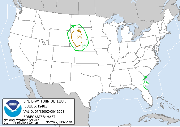20050907 1300 UTC Day 1 Tornado Probabilities Graphic