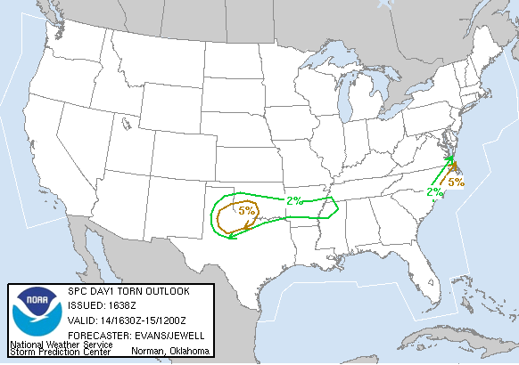 20050914 1630 UTC Day 1 Tornado Probabilities Graphic