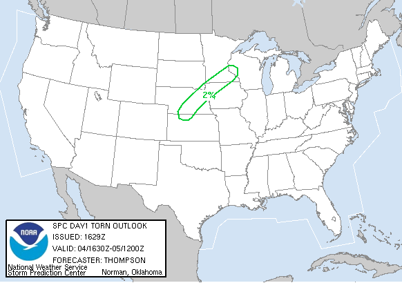 20051004 1630 UTC Day 1 Tornado Probabilities Graphic