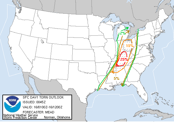 20051116 0100 UTC Day 1 Tornado Probabilities Graphic