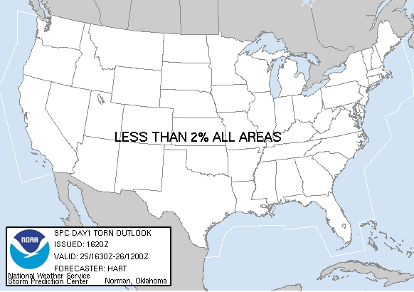 20060125 1630 UTC Day 1 Tornado Probabilities Graphic