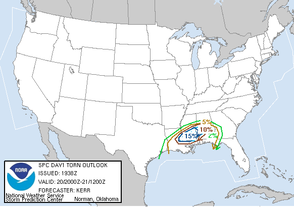 20060320 2000 UTC Day 1 Tornado Probabilities Graphic