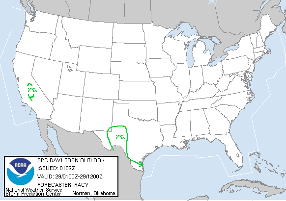 20060329 0100 UTC Day 1 Tornado Probabilities Graphic