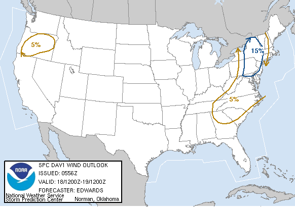 20060518 1200 UTC Day 1 Damaging Wind Probabilities Graphic