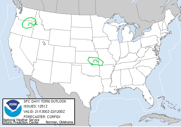 20060521 1300 UTC Day 1 Tornado Probabilities Graphic