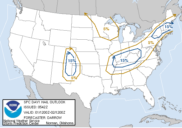 20060601 1200 UTC Day 1 Large Hail Probabilities Graphic